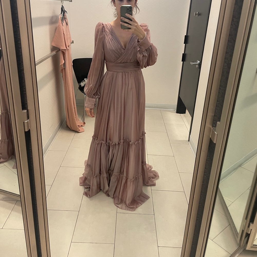 Mac Duggal Faux Wrap Long Sleeve
Tiered Gown - Picture 6 of 9